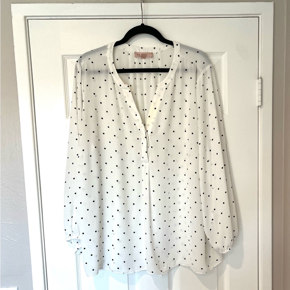 Philosophy Cream Blouse with Mandarin Collar and Relaxed Fit
